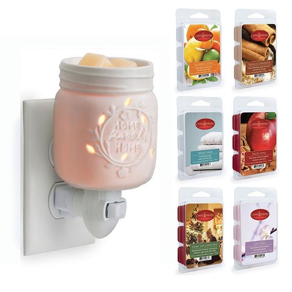 Candle Warmers Etc. Mason Jar Pluggable Warmer Bundle With 6 Wax Melts