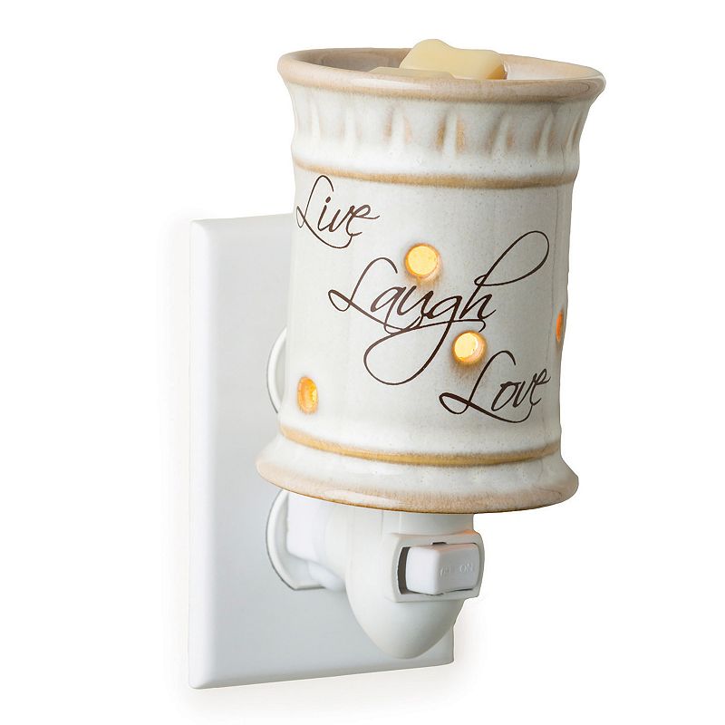 Candle Warmers Etc. Live, Laugh, Love Pluggable Wax Warmer, Beige