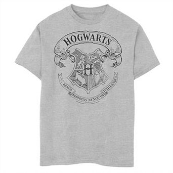 Boys 8-20 Harry Potter Simple Hogwarts Crest Outline Graphic Tee