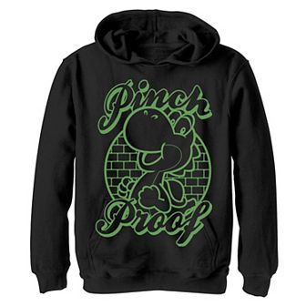 Boys 8-20 Nintendo Super Mario St. Patty's Yoshi Pinch Proof White Graphic Fleece Hoodie