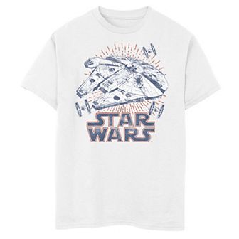 Boys 8-20 Star Wars Falcon Logo 4th Of July Fireworks Graphic Tee