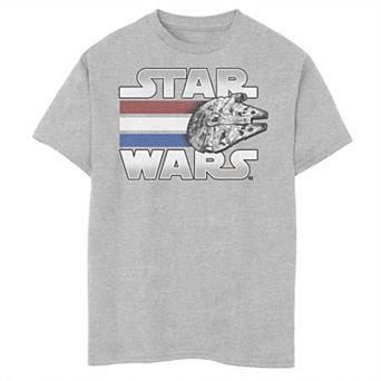 Boys 8-20 Star Wars Red White Blue Stripes Falcon Graphic Tee