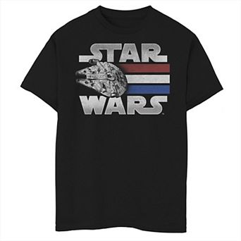 Boys 8-20 Star Wars Red White Blue Stripes Falcon Graphic Tee