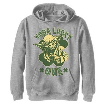 Boys 8-20 Star Wars Yoda Lucky One Retro St Patrick's Day Graphic Fleece Hoodie