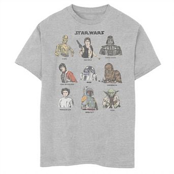 Boys 8-20 Star Wars Classic Retro Character Cast Cartoon Style Graphic Tee