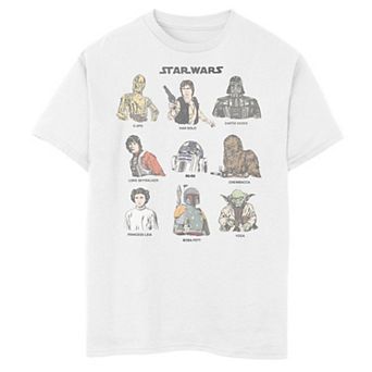 Boys 8-20 Star Wars Classic Retro Character Cast Cartoon Style Graphic Tee