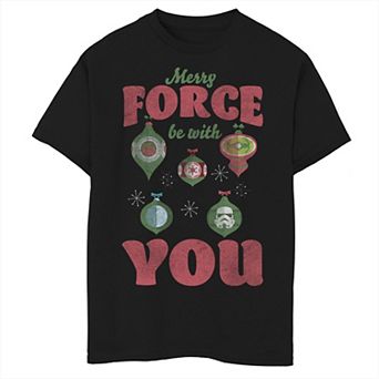 Boys 8-20 Star Wars Merry Force Be With You Ornament Collage Graphic Tee