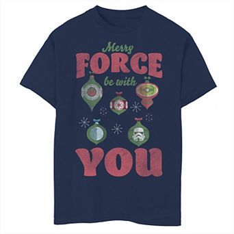 Boys 8-20 Star Wars Merry Force Be With You Ornament Collage Graphic Tee