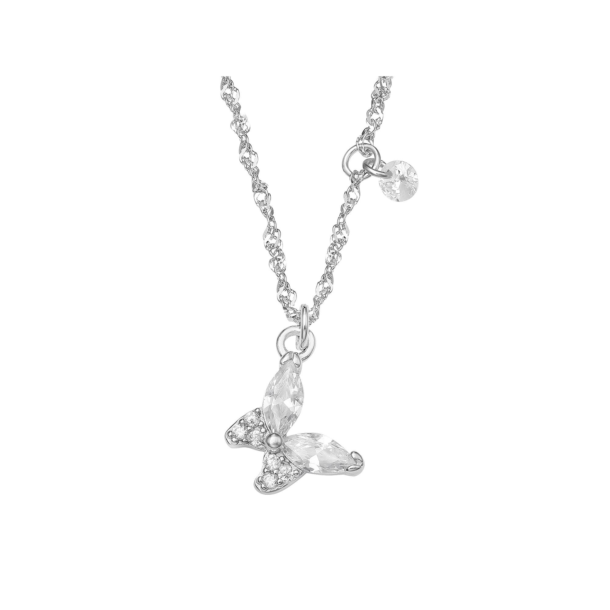 PRIMROSE Sterling Silver Cubic Zirconia Butterfly Necklace, Womens, Size: