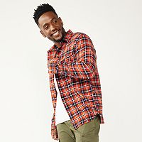 Sonoma Goods For Life Mens Flannel Woven Button-Down Shirt Deals