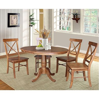 International Concepts 36-in. Round Extension Dining Table & Chairs 5-piece Set
