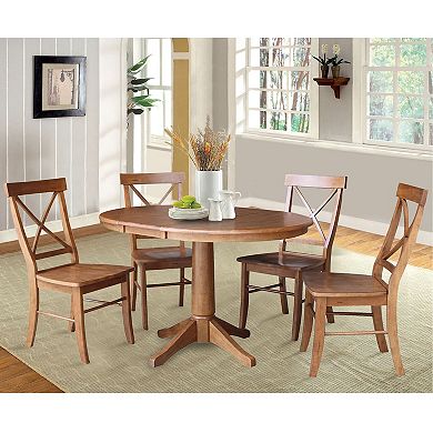 International Concepts 36-in. Round Extension Dining Table & Chairs 5-piece Set