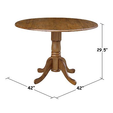 International Concepts 42-in. Round Drop-Leaf Pedestal Table