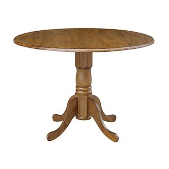 International Concepts 42 in Round Drop-Leaf Pedestal Table