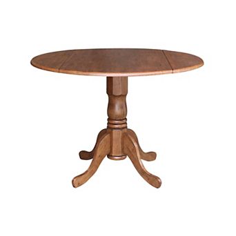 International Concepts 42 in Round Drop-Leaf Pedestal Table