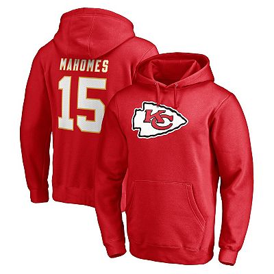 Men s Fanatics Branded Patrick Mahomes Red Kansas City Chiefs Player Icon Name Number Pullover Hoodie