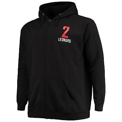 Men's Fanatics Branded Kawhi Leonard Black LA Clippers Big & Tall Player Name & Number Full-Zip Hoodie Jacket