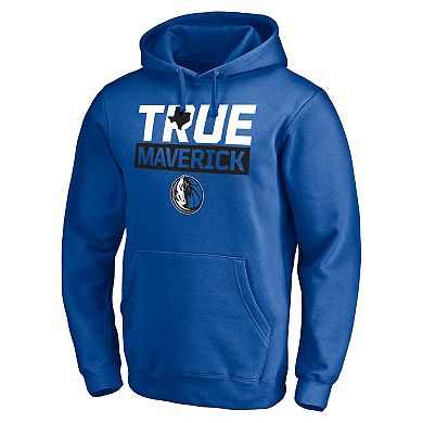 Men's Fanatics Branded Blue Dallas Mavericks Post Up Hometown Collection Fitted Pullover Hoodie