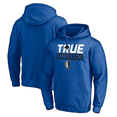 Men's Fanatics Branded Blue Dallas Mavericks Post Up Hometown Collection Fitted Pullover Hoodie