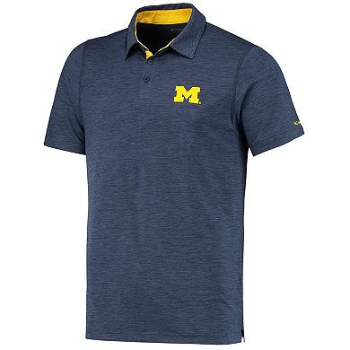 Men's Columbia Navy Michigan Wolverines Tech Trail Omni-Shade Polo