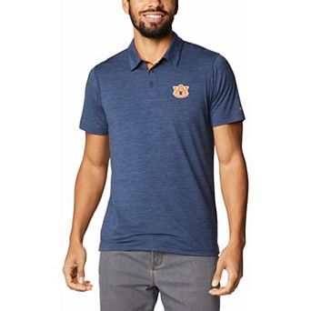 Men's Columbia Navy Auburn Tigers Tech Trail Space Dye Omni-Shade Polo