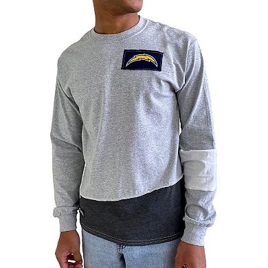 Men's Refried Apparel Gray Los Angeles Chargers Angle Long Sleeve T-Shirt