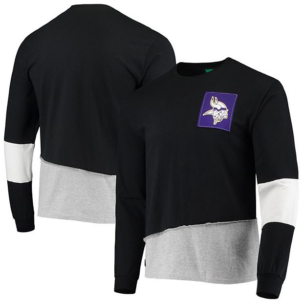 Men's Refried Apparel Black Minnesota Vikings Angle Long Sleeve T-Shirt