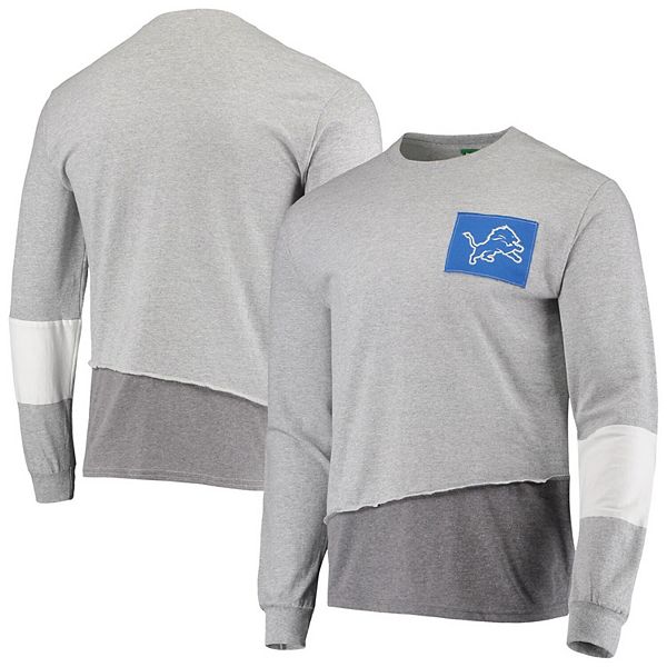 Men's Refried Apparel Gray Detroit Lions Angle Long Sleeve T-Shirt