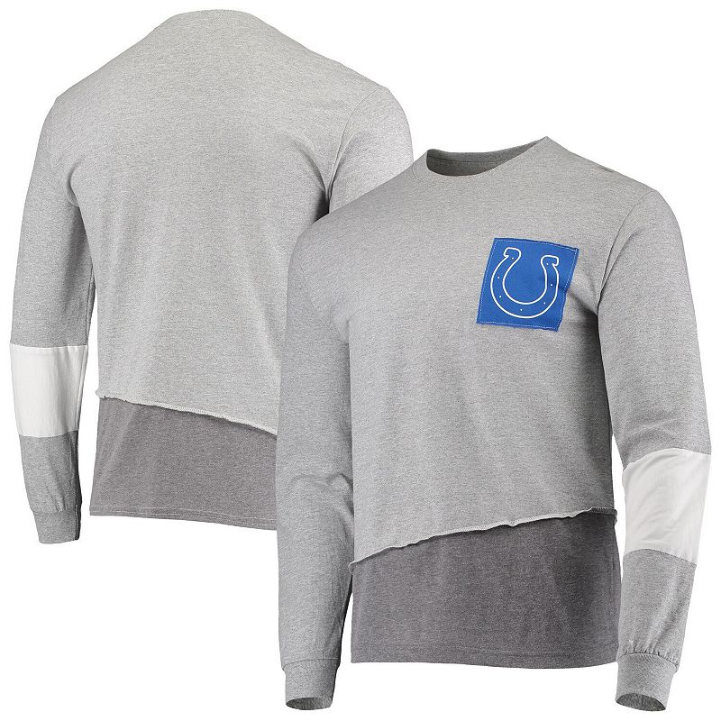 Mens Refried Apparel Gray Indianapolis Colts Angle Long Sleeve T-Shirt, Si