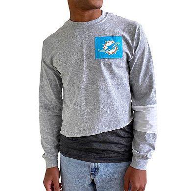 Men's Refried Apparel Gray Miami Dolphins Angle Long Sleeve T-Shirt