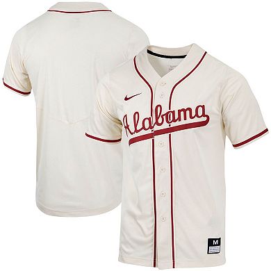 Men's Nike Natural Alabama Crimson Tide Replica Full-Button Baseball Jersey