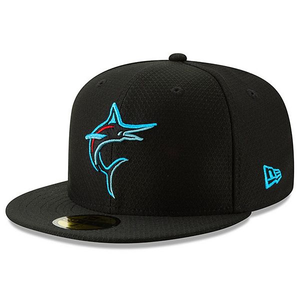 New Era Men's Miami Marlins Batting Practice Black 59Fifty Fitted Hat