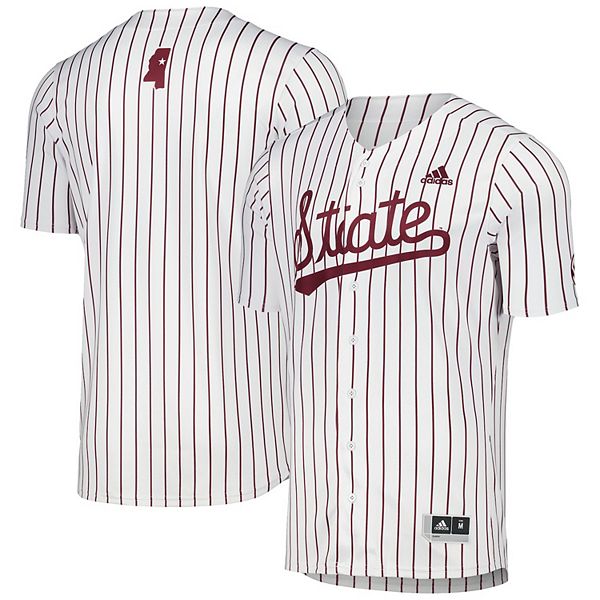 Bulldogs, Mississippi State Adidas Full Button Script Baseball Jersey