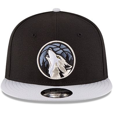 Men's New Era Black/Gray Minnesota Timberwolves 2-Tone 9FIFTY Adjustable Snapback Hat