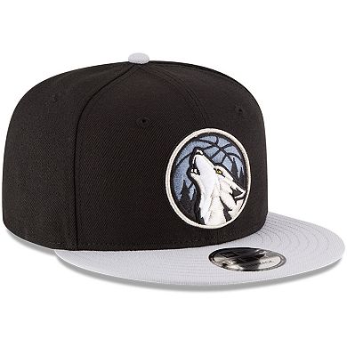 Men's New Era Black/Gray Minnesota Timberwolves 2-Tone 9FIFTY Adjustable Snapback Hat