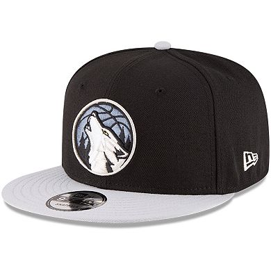 Men's New Era Black/Gray Minnesota Timberwolves 2-Tone 9FIFTY Adjustable Snapback Hat