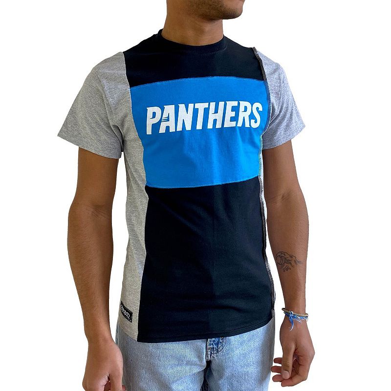 Mens Refried Apparel Heathered Black Carolina Panthers Split T-Shirt, Size