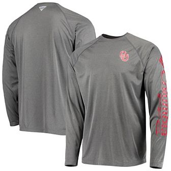 Men's Columbia Charcoal Oklahoma Sooners PFG Terminal Tackle Omni-Shade Long Sleeve T-Shirt
