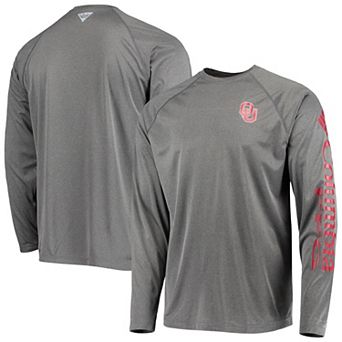 Men's Columbia Charcoal Oklahoma Sooners PFG Terminal Tackle Omni-Shade Long Sleeve T-Shirt
