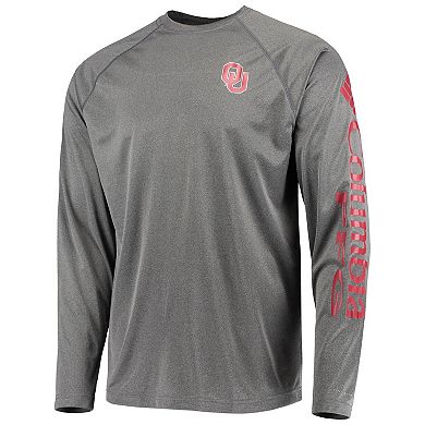 Men's Columbia Charcoal Oklahoma Sooners PFG Terminal Tackle Omni-Shade Long Sleeve T-Shirt