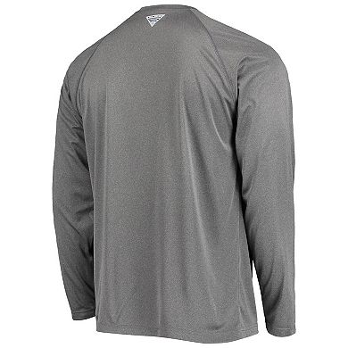 Men's Columbia Charcoal Oklahoma Sooners PFG Terminal Tackle Omni-Shade Long Sleeve T-Shirt