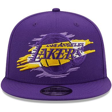Men's New Era Purple Los Angeles Lakers Logo Tear 9FIFTY Snapback Hat
