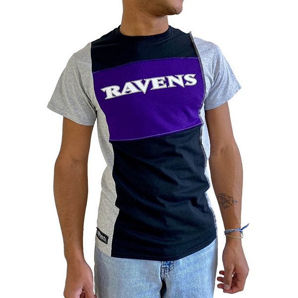 Men's Refried Apparel Heathered Black Baltimore Ravens Split T-Shirt