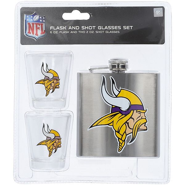 NFL 3PC Flask & Shot Glass Set - Minnesota Vikings - Multi