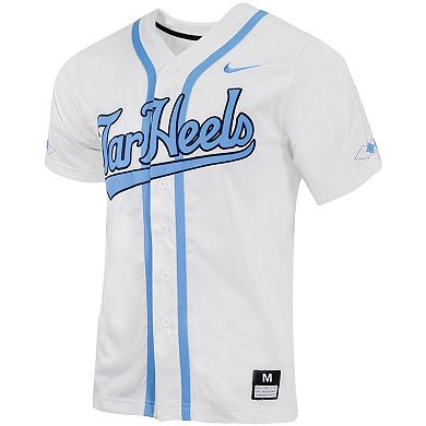 Men's Nike White North Carolina Tar Heels Replica Full-Button Baseball Jersey