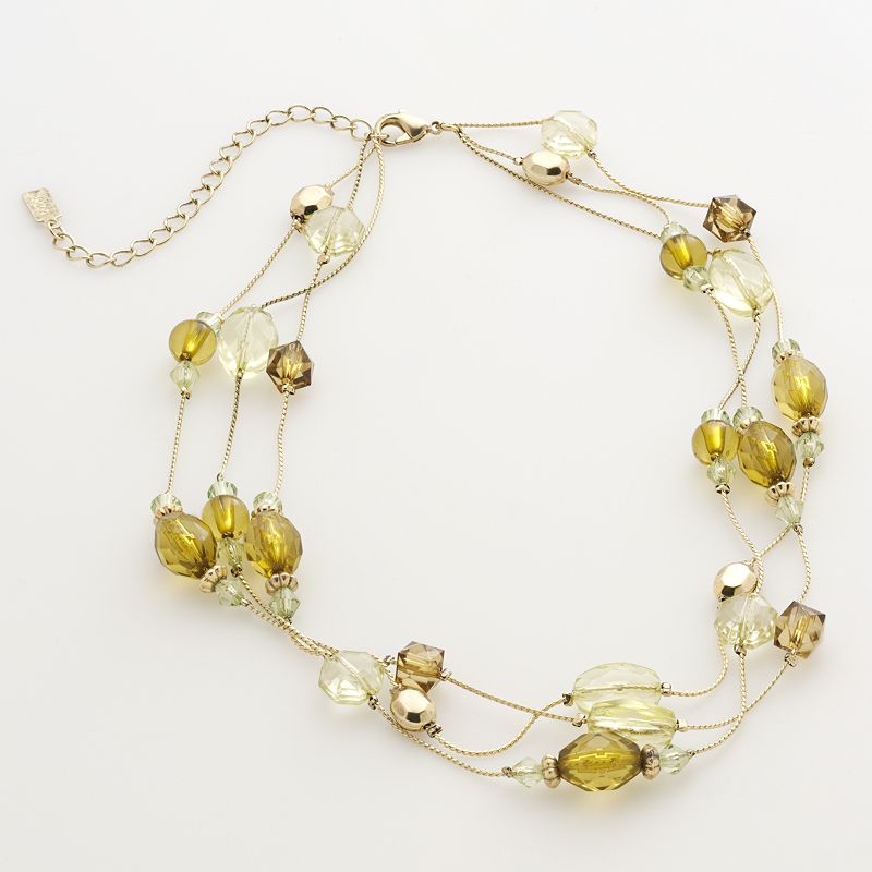90146801 1928 Gold Tone Beaded Multistrand Necklace, Womens sku 90146801
