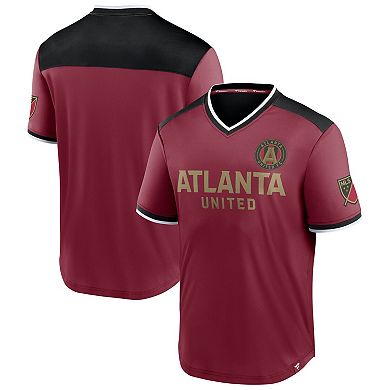 Men's Fanatics Branded Red Atlanta United FC Line Up Striker V-Neck T-Shirt