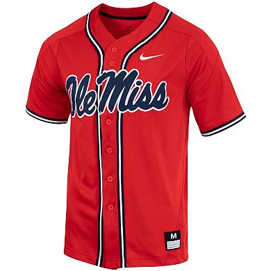 Men's Nike Red Ole Miss Rebels Replica Vapor Elite Full-Button Baseball ...