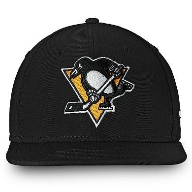 Men's Fanatics Branded Black Pittsburgh Penguins Core Primary Logo Snapback Adjustable Hat