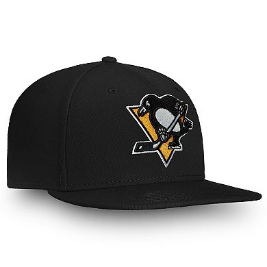 Men's Fanatics Branded Black Pittsburgh Penguins Core Primary Logo Snapback Adjustable Hat